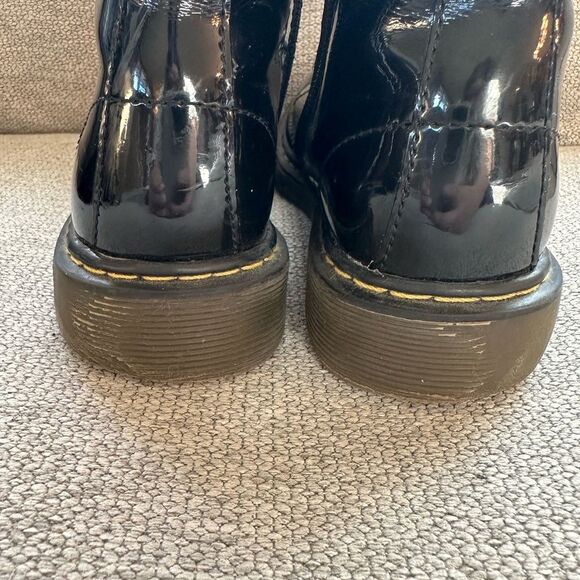 Doc Martens Kids Patent Leather Black Combat Boots Size 3 - Picture 8 of 11